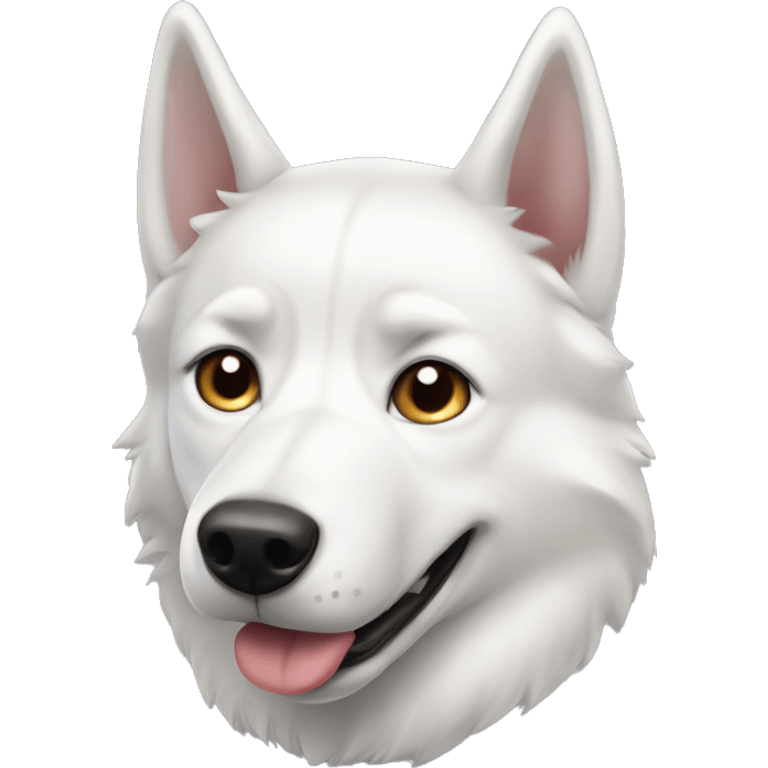 White husky dog with pointy ear emoji