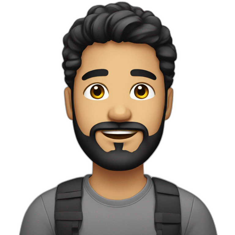 graphic designer, 35 years old, latino, men, black hair, beard emoji