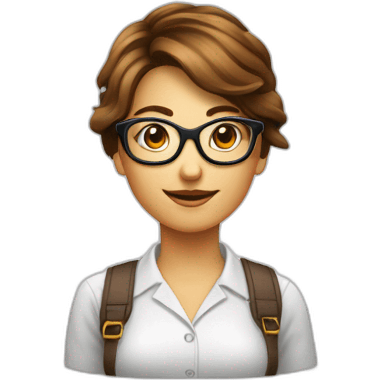 femme chatain cheveux attachés geek lunettes emoji