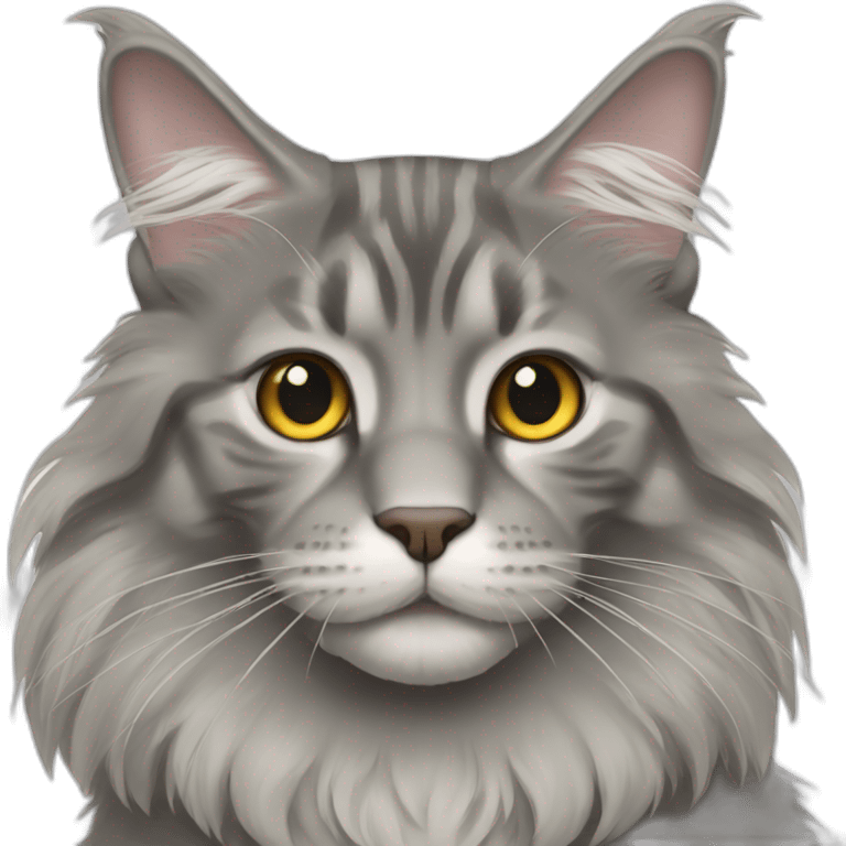 A grey maine coon cat emoji