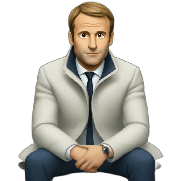 Macron sitting on bench emoji