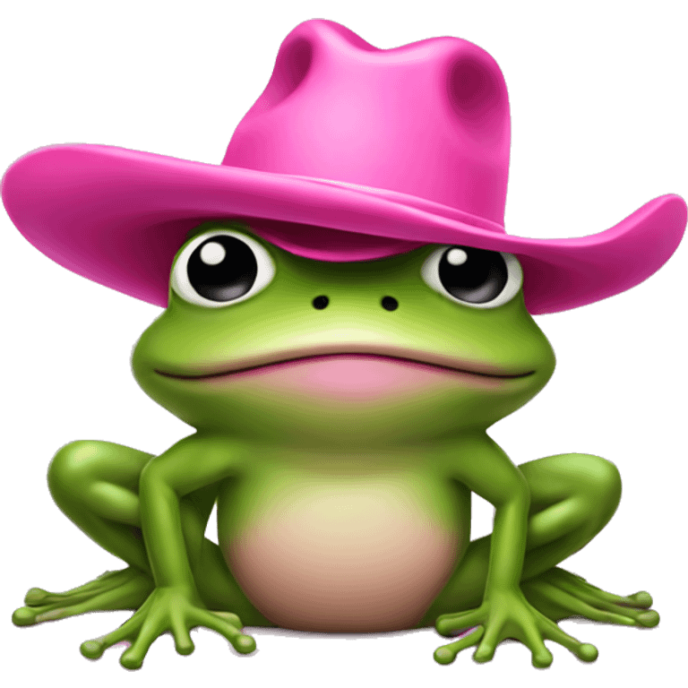 Frog with a pink cowboy hat  emoji