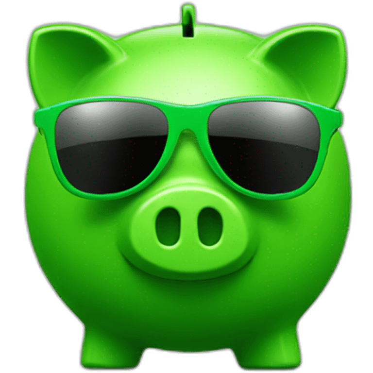 green piggybank with green sunglasses emoji