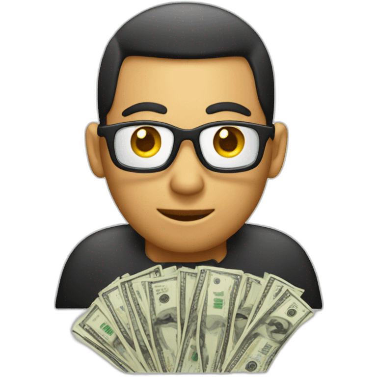 person at computer with money eyes emoji