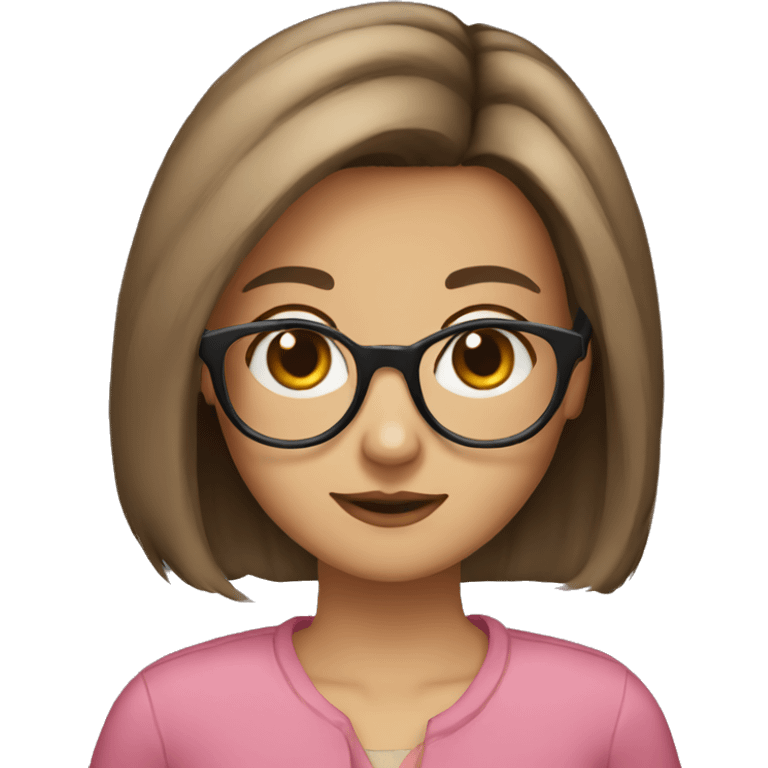 girl, glasses, bob hairstyle, brown hair, dog collar emoji