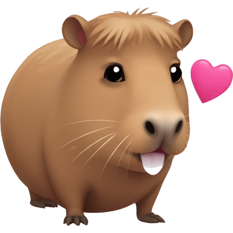 capybara with pink hearts emoji