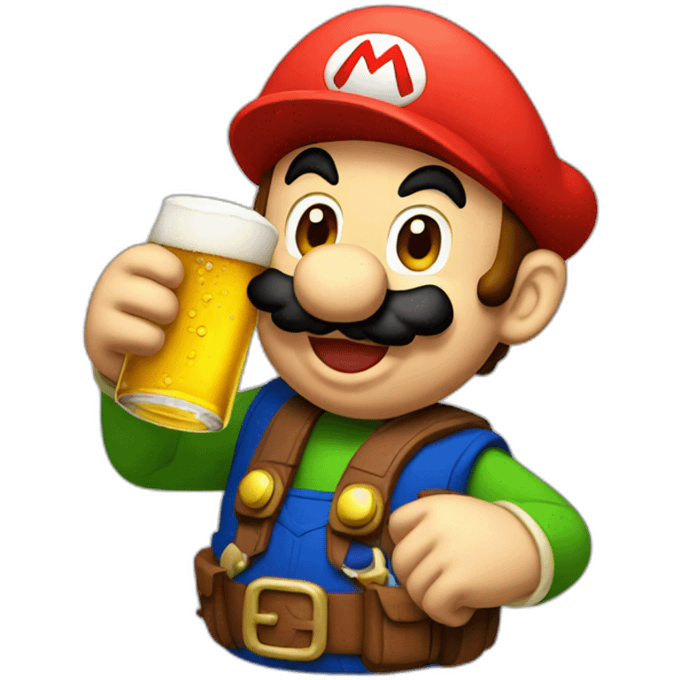 Mario drinking beer emoji