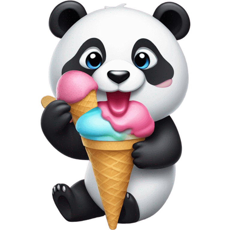 Panda eating ice cream emoji