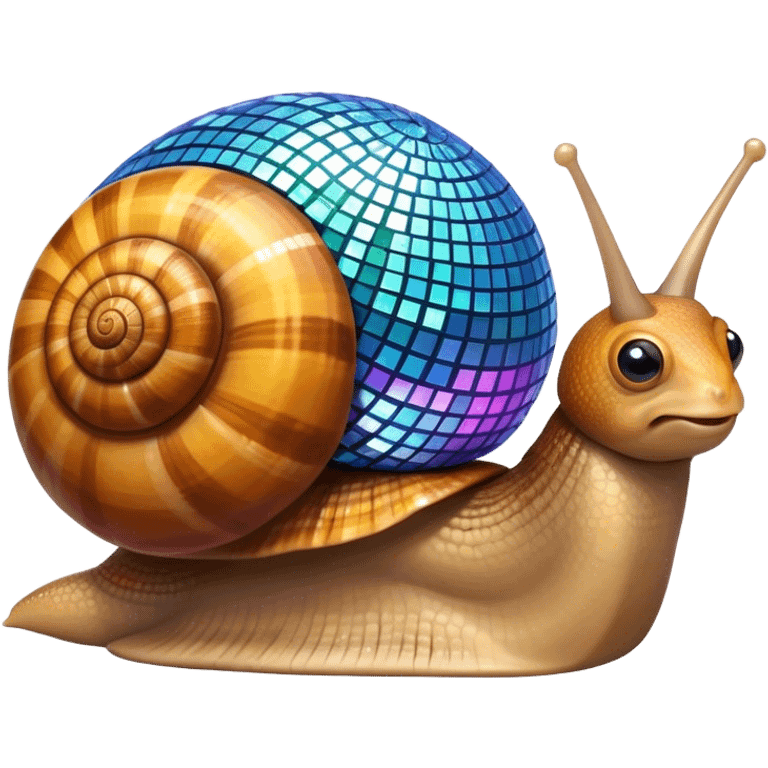 Snail with a disco ball for a shell emoji