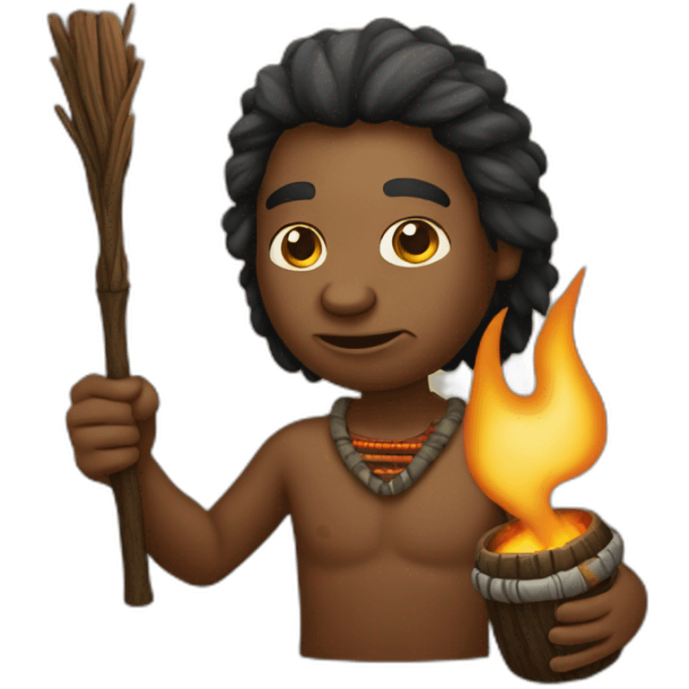 Aborigine hold fire torch emoji