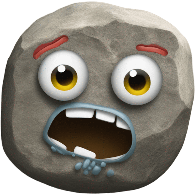 plastic googly eyes glued on a rock emoji