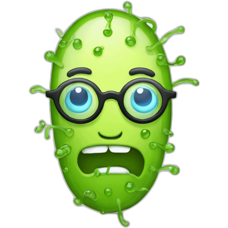 Long Bacteria with glasses emoji