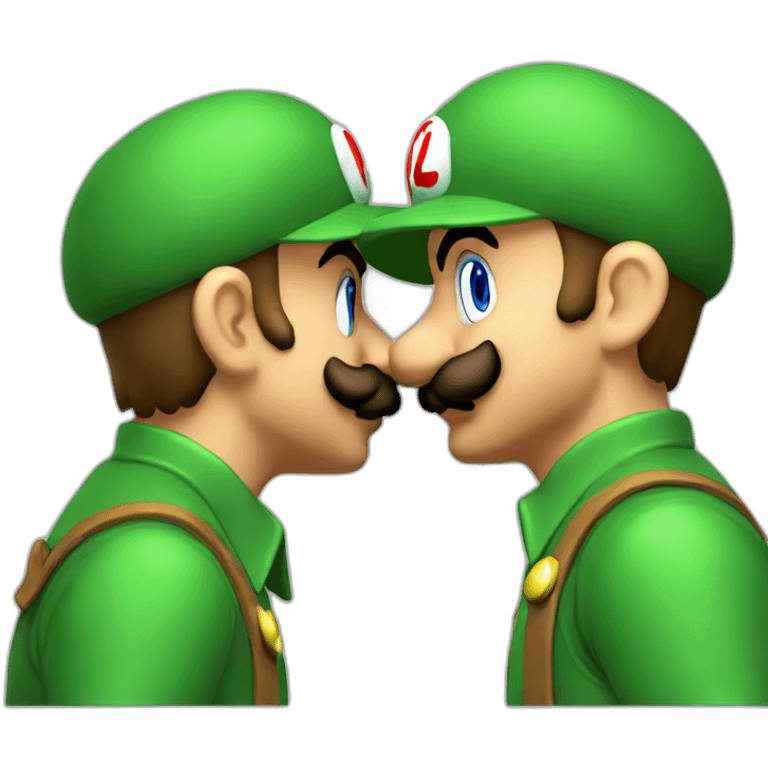 mario and luigi kissing side view emoji