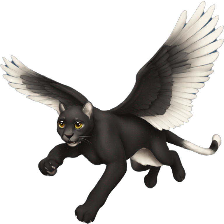 winged black puma flying emoji