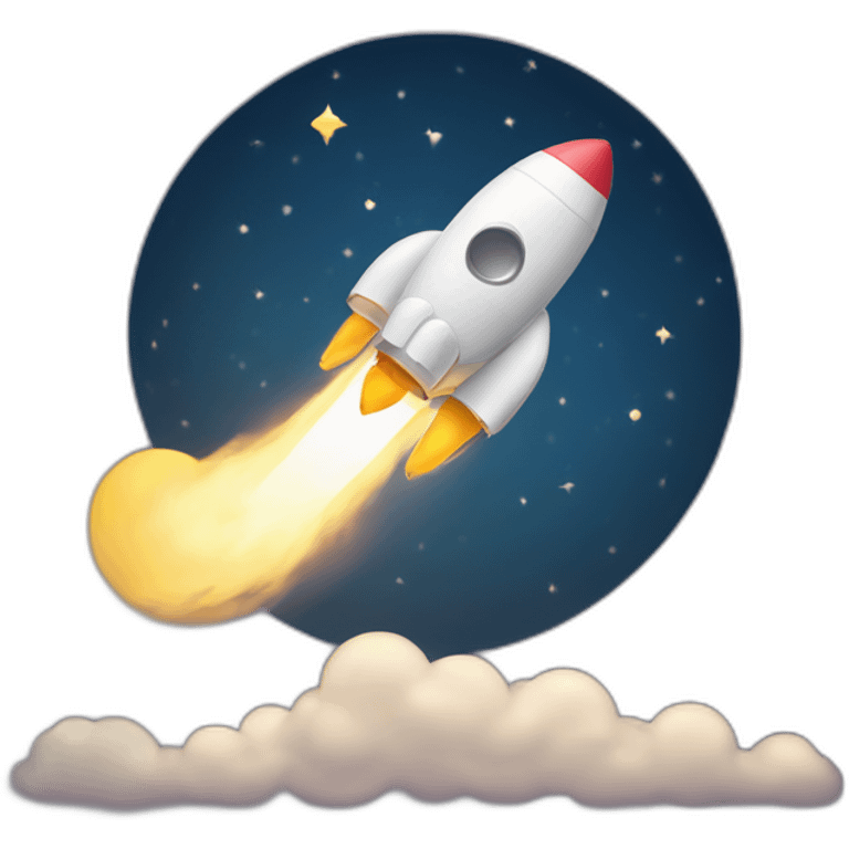 moon shining on a rocket emoji