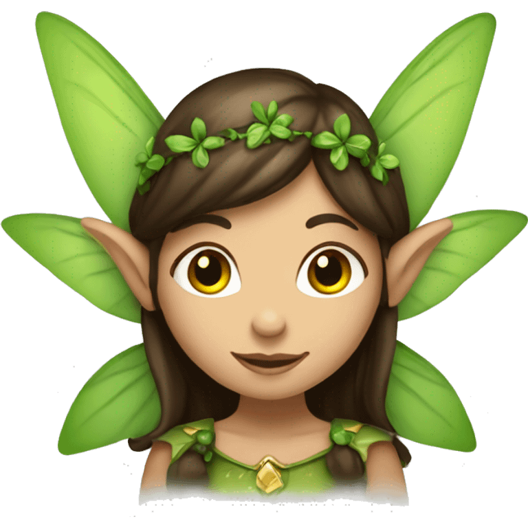 Brunette fairy elf dressed in Green and brown  emoji