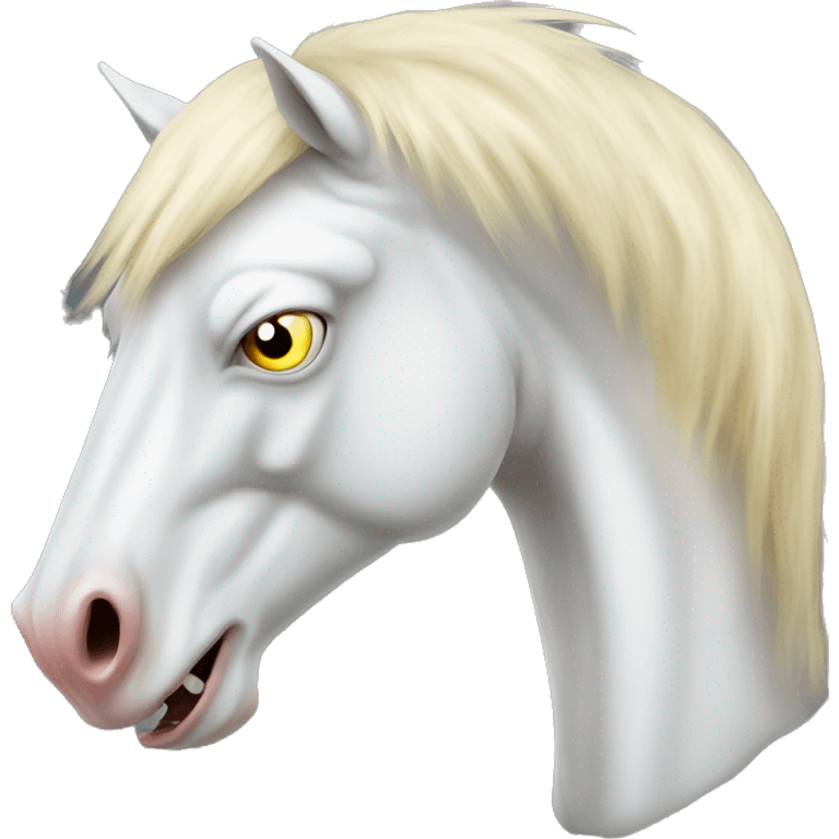 very long wild angry mad albino horse head emoji