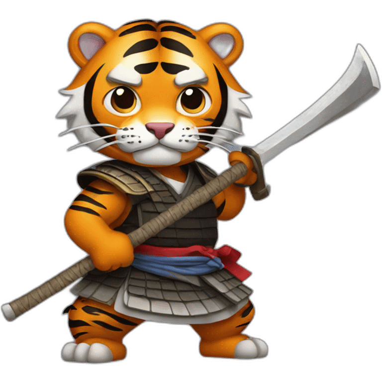 Tiger samurai holding axe emoji