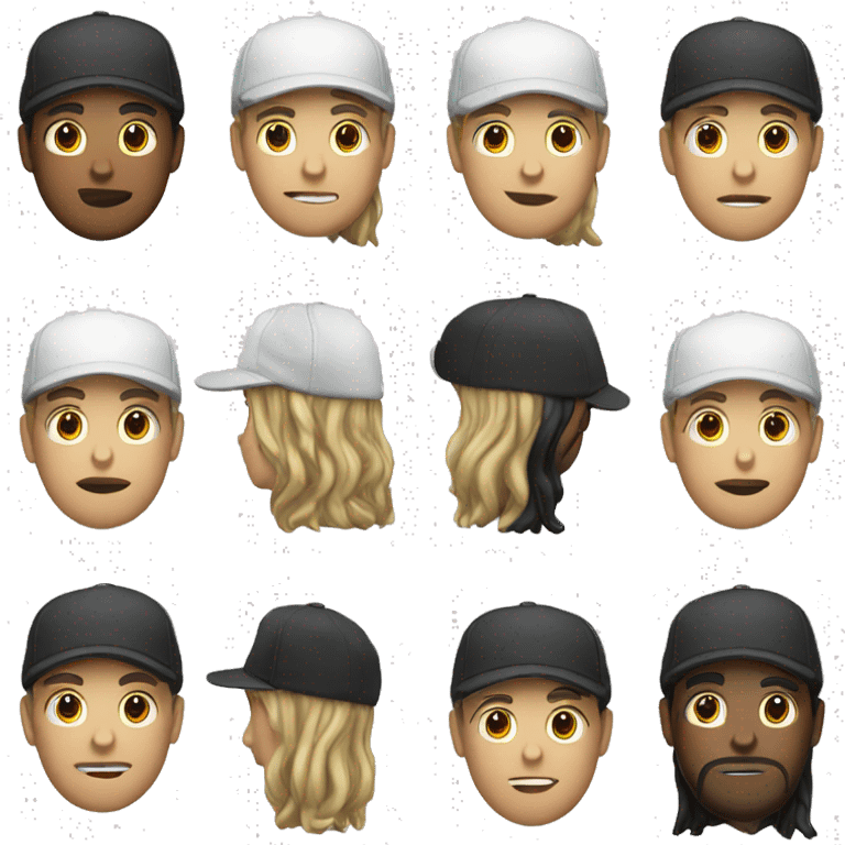 men long hair white black caps emoji