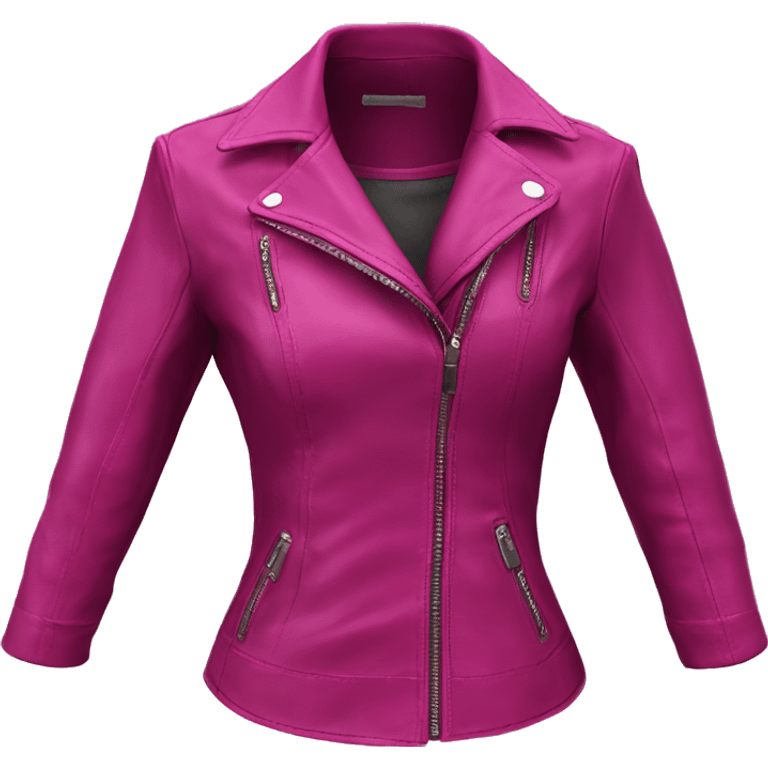 Realistic isolated open magenta feminine fashion 3/4 sleeve leather jacket.  emoji