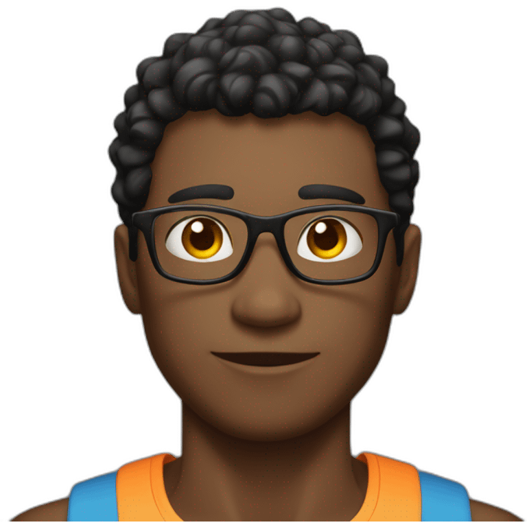 Skinny guy in glasses in gym emoji