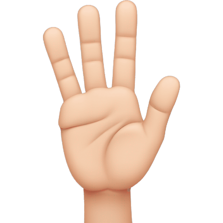 hand with three fingers up, pinky finger and thumb in center of palm of hand emoji