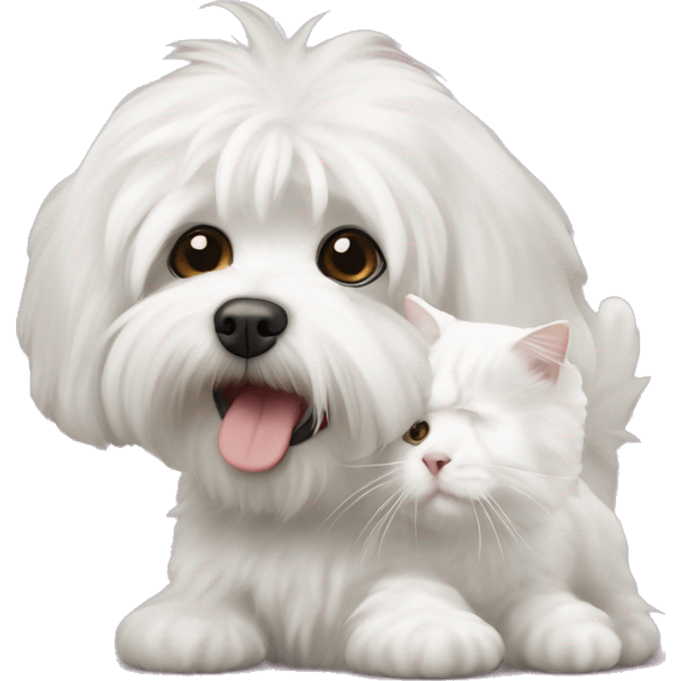 White bichon havanese with White cat emoji