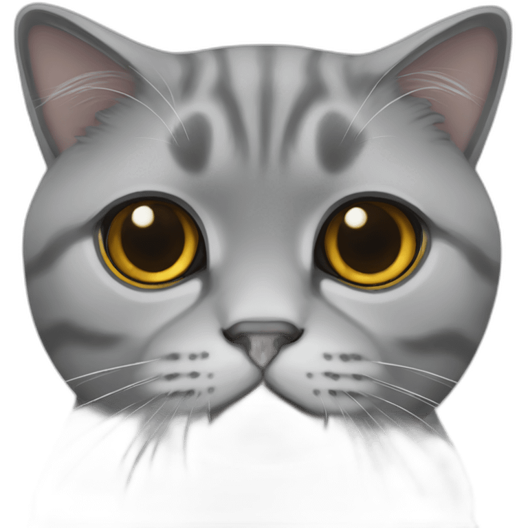 Grey Scottish fold funny cat emoji