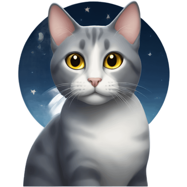 Cat under moonlight gaze emoji