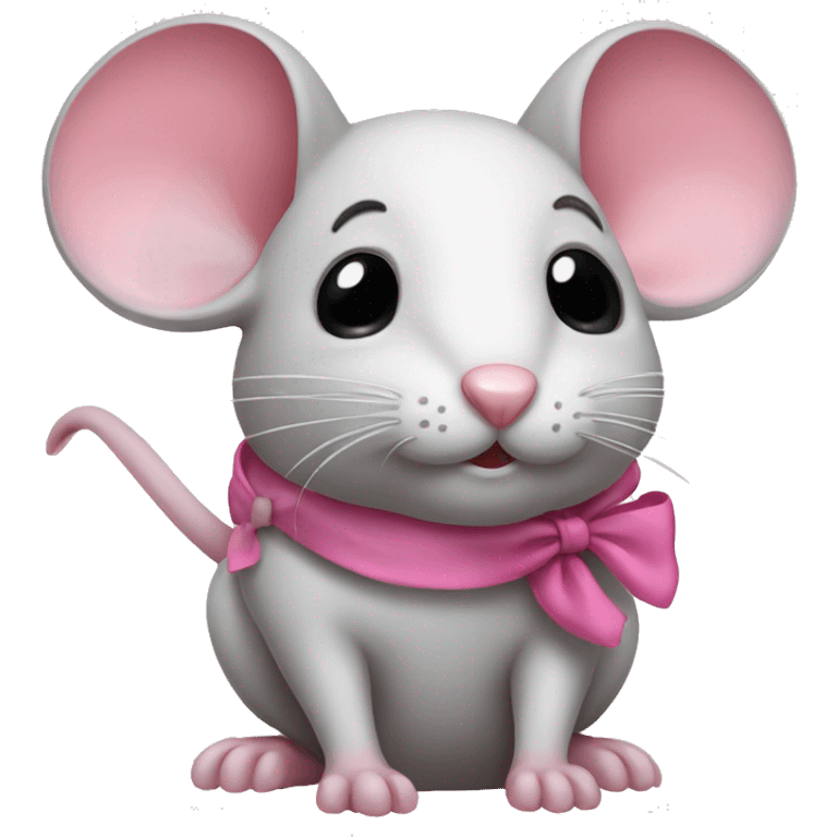 Mouse with pink bow crying emoji