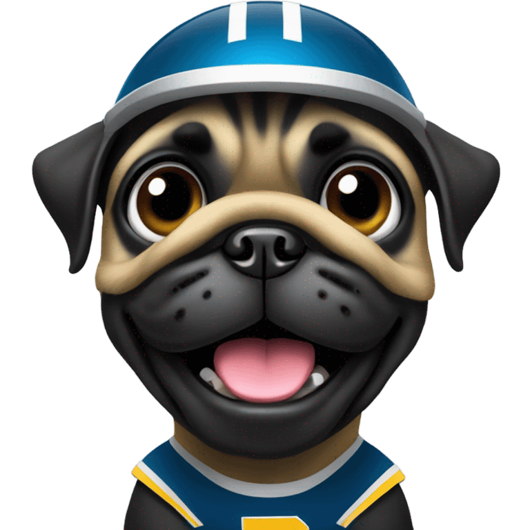 Black pug in a football uniform emoji