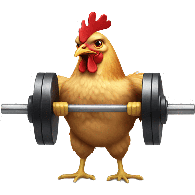 Chicken lifting weights emoji