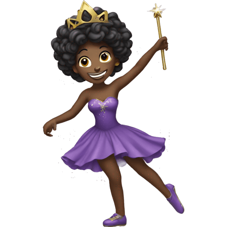 Black princess dancing with wand emoji