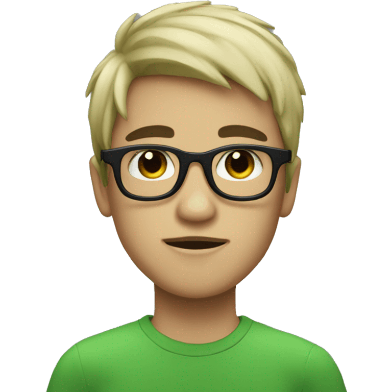 Boy with emo black hair, wearing green glasses emoji