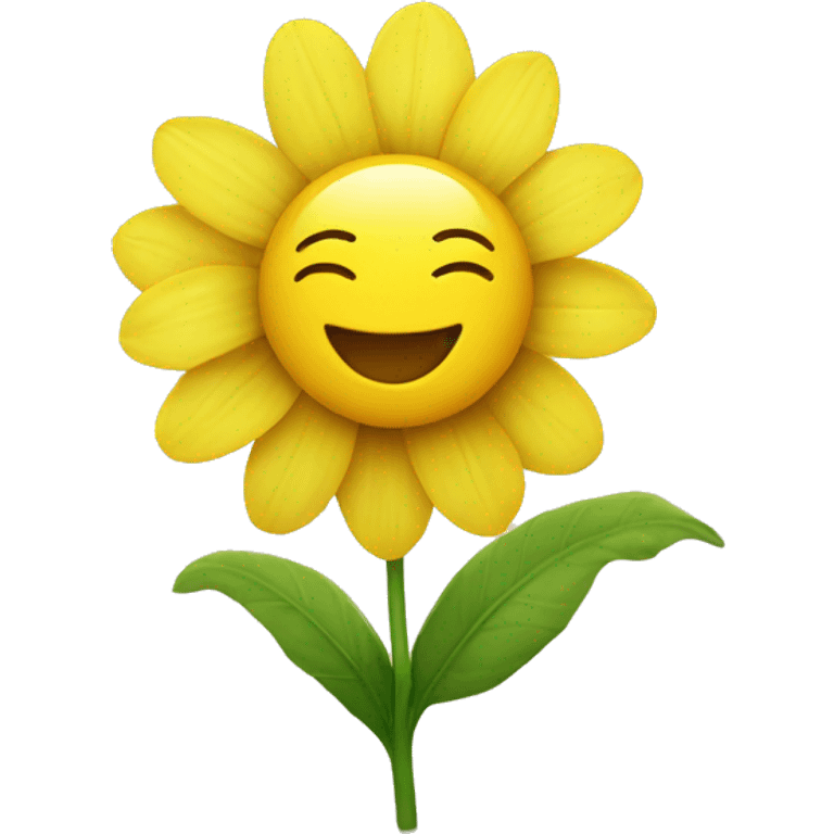 Yellow Flower with smiling face emoji