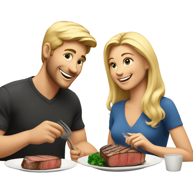 Blonde couple eating steak emoji