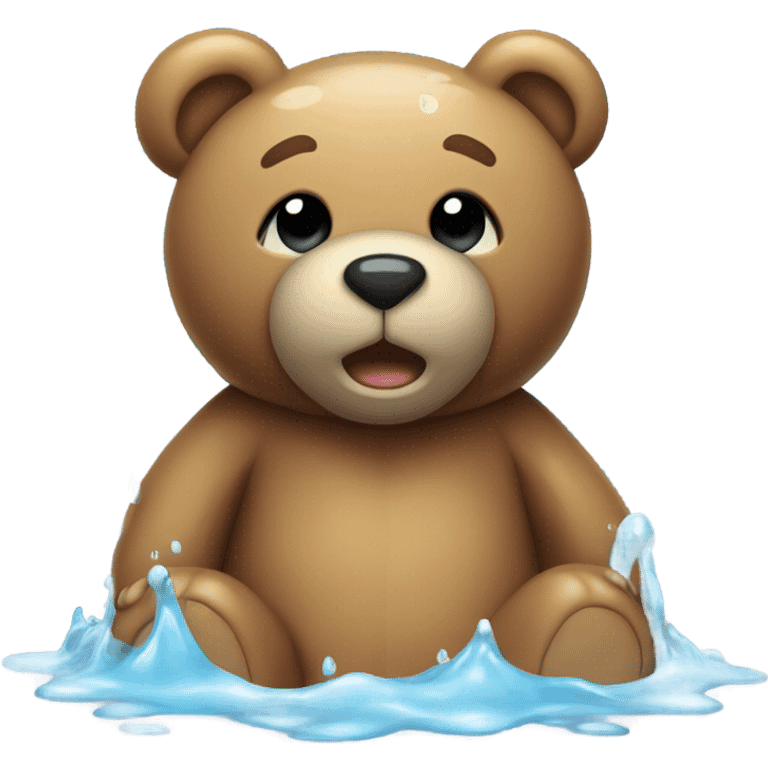 Teddy bear with water emoji