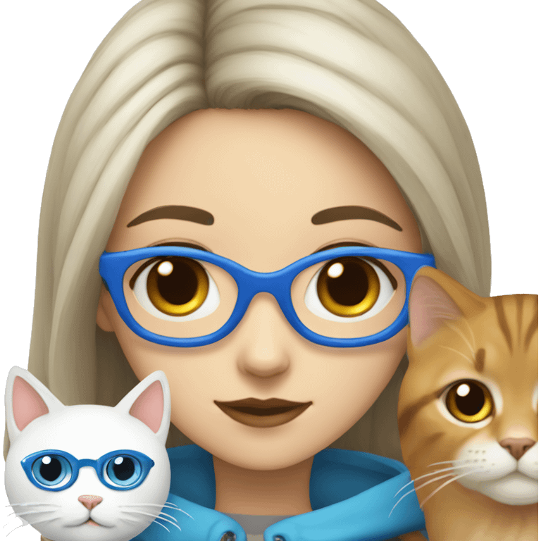 Girl with blue glasses and a norwegian cat emoji