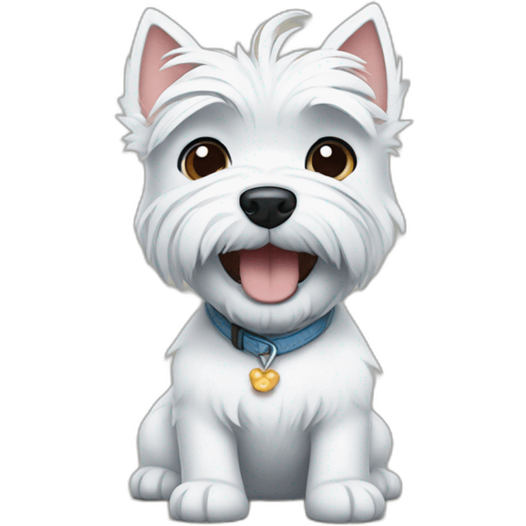 West Highland white terrier with Disney Stitch emoji