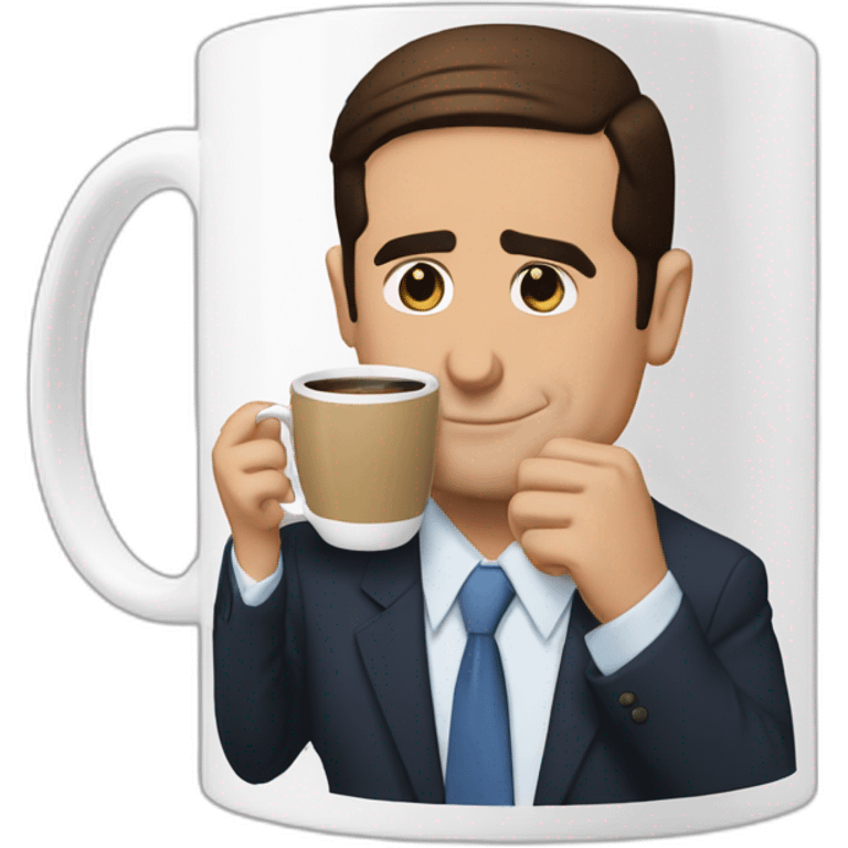 michael scott drinking coffe in a "world best boss" mug emoji