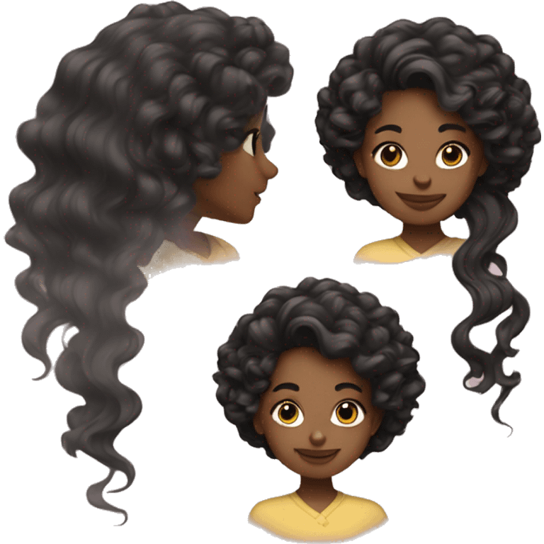 Creates an emoji of lite-skinned girl with wavy and black hair sweeping emoji