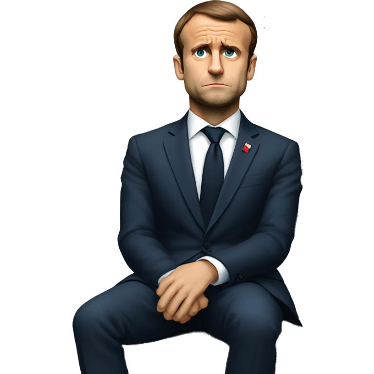 Emmanuel macron sad full body sitting emoji