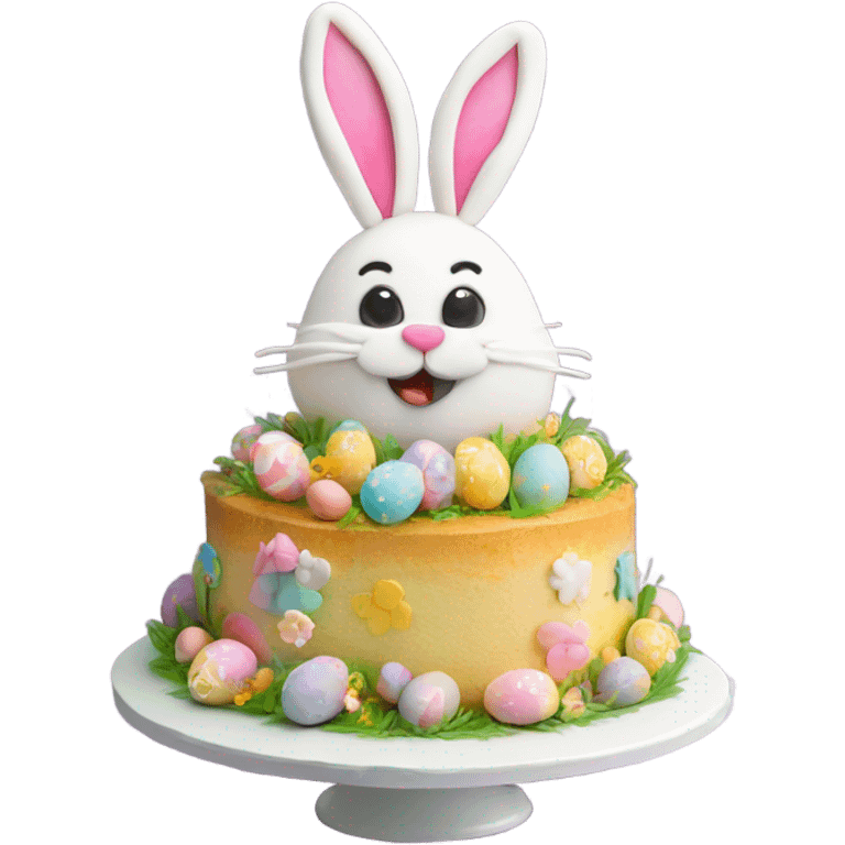 beautifully decorated 2 tier Easter bunny cake emoji