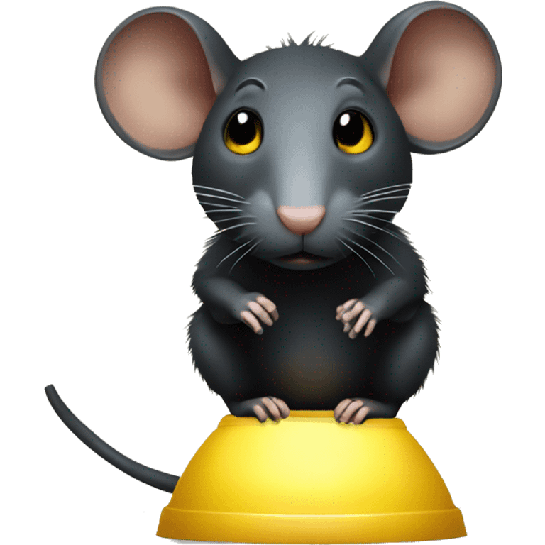 Black rat with yellow lamp emoji