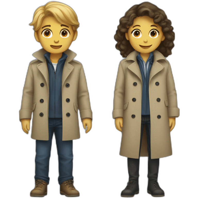 Two kids in a trenchcoat emoji