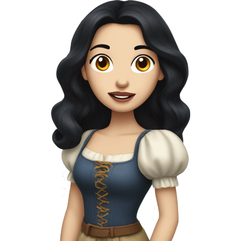 Snowwhite having long black hair and wears casual clothes  emoji