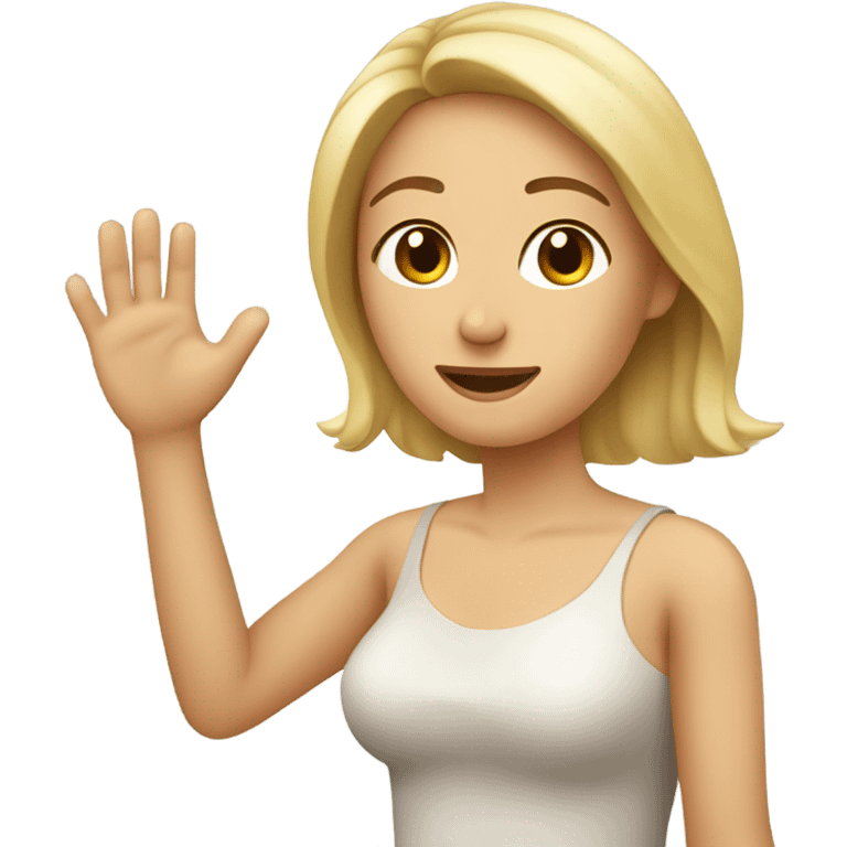 Mujer rubia blanca levantando la mano emoji