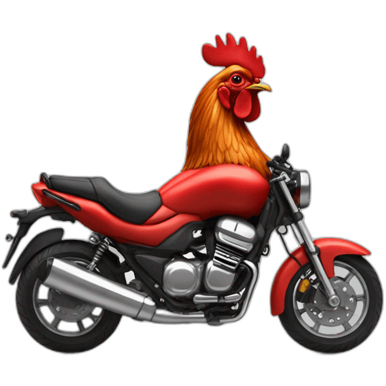 Coq sur une moto rouge emoji