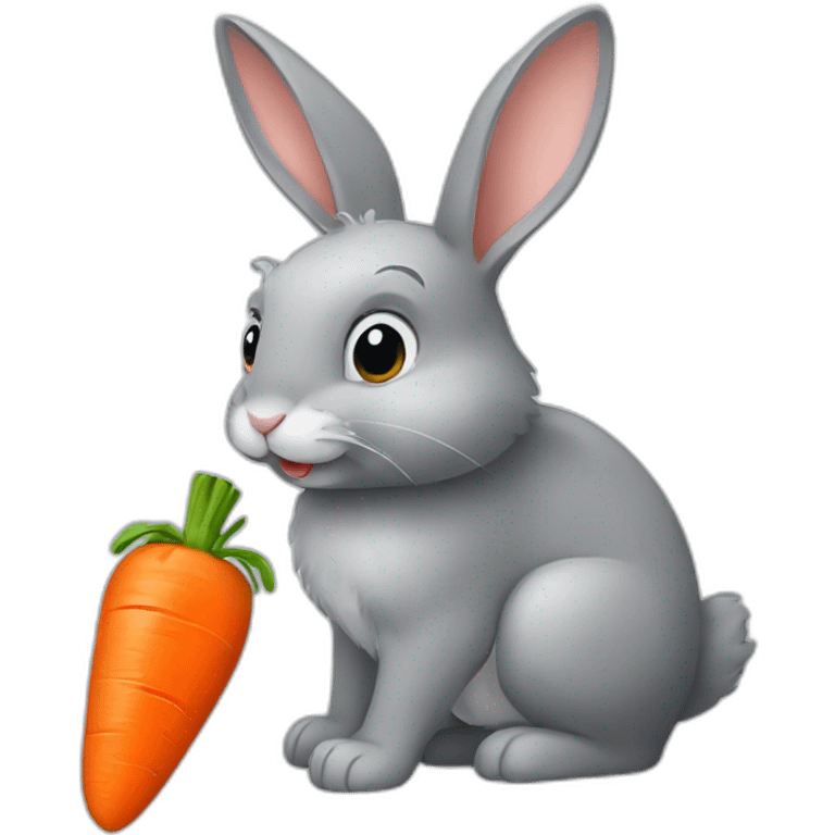 grey bunny eating a carrot emoji