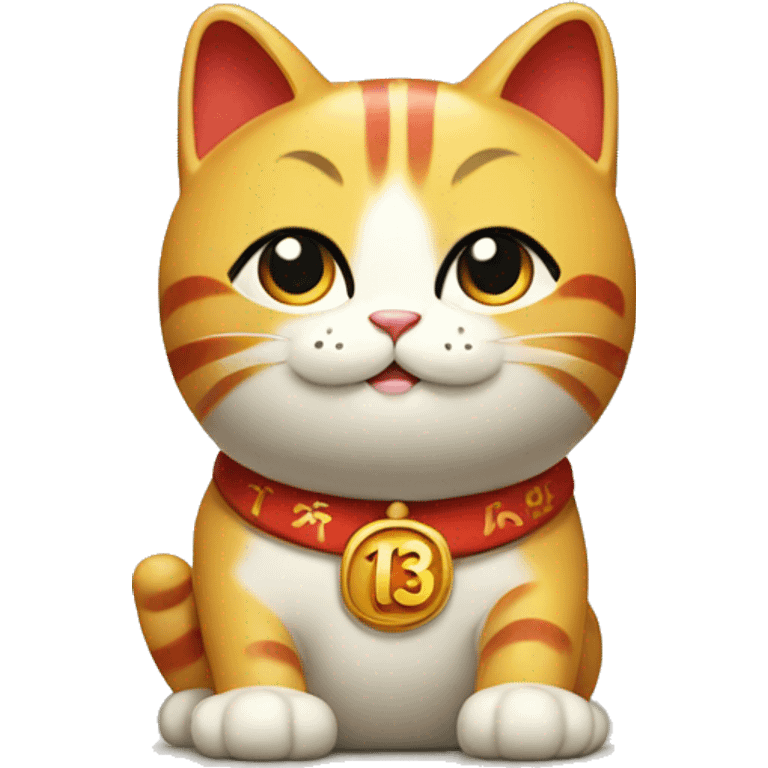 lucky cat with the number thirteen emoji